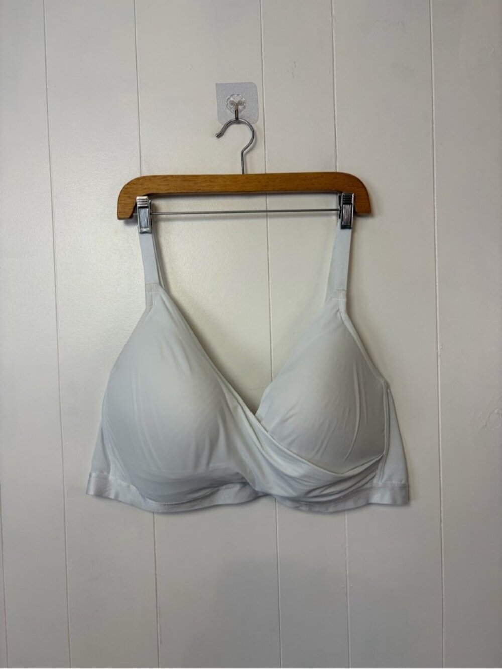 Deesse White Wireless Lounge Plunge Bra White Wire Free 48dd Lingerie Comfort - Picture 4 of 9